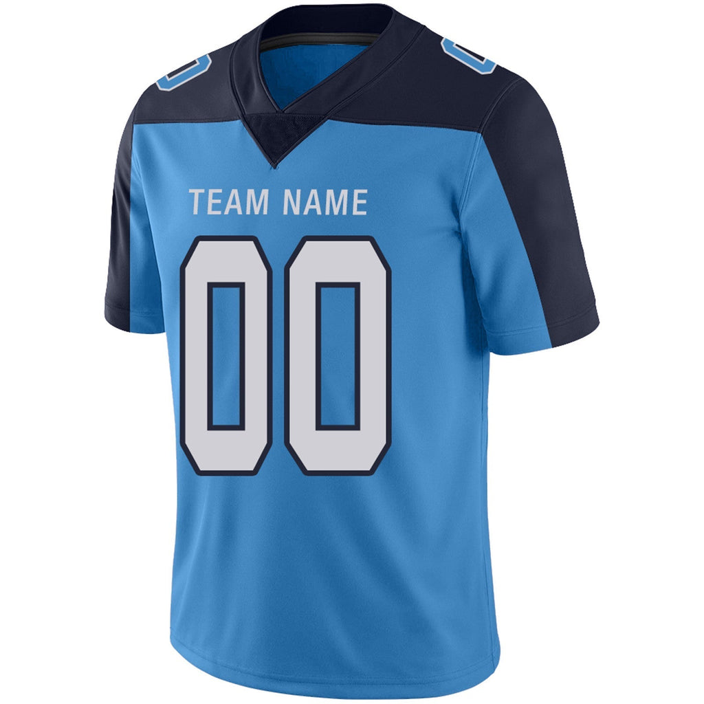 Custom navy football jersey close up | GameDay Jerseys