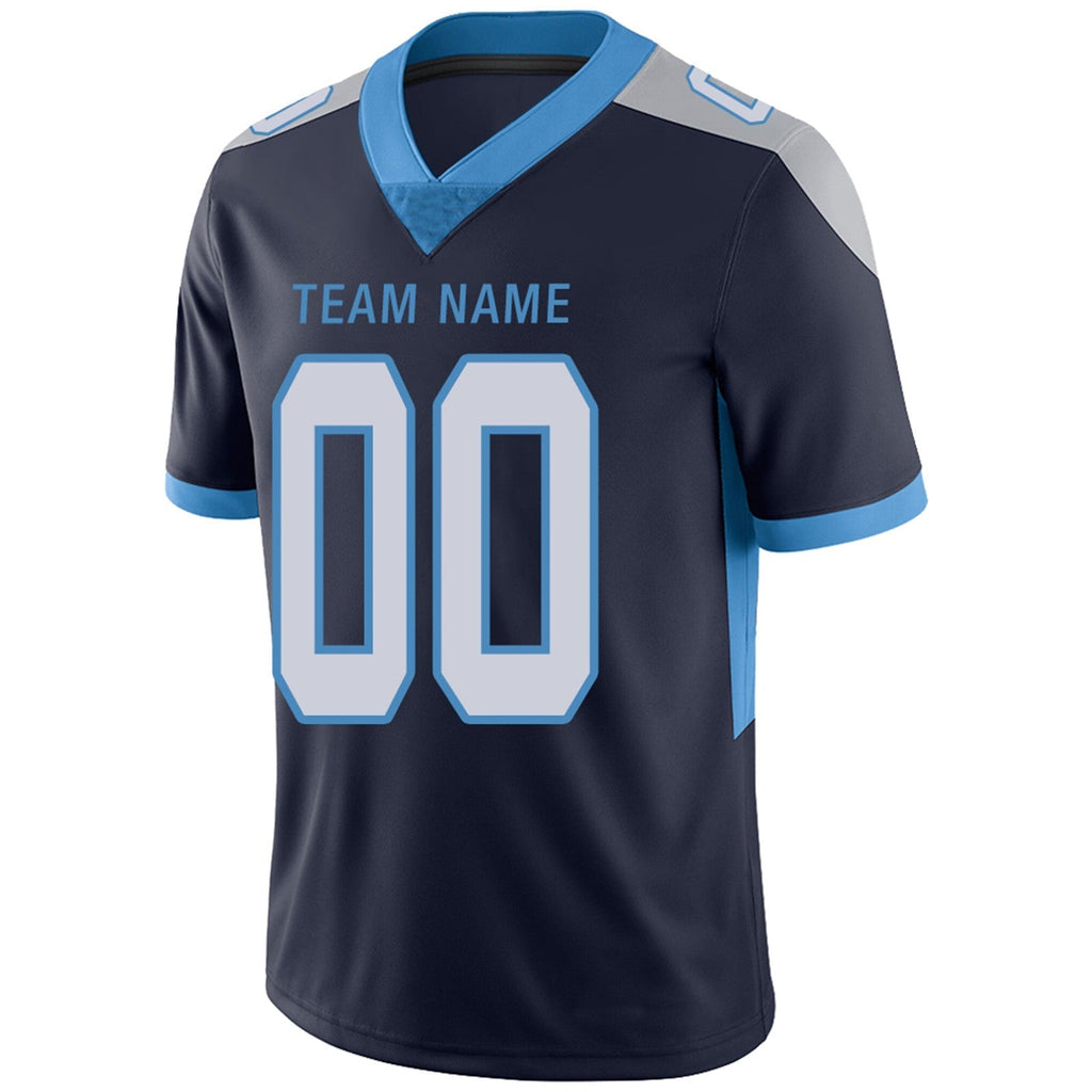 Custom navy football jersey side view | GameDay Jerseys