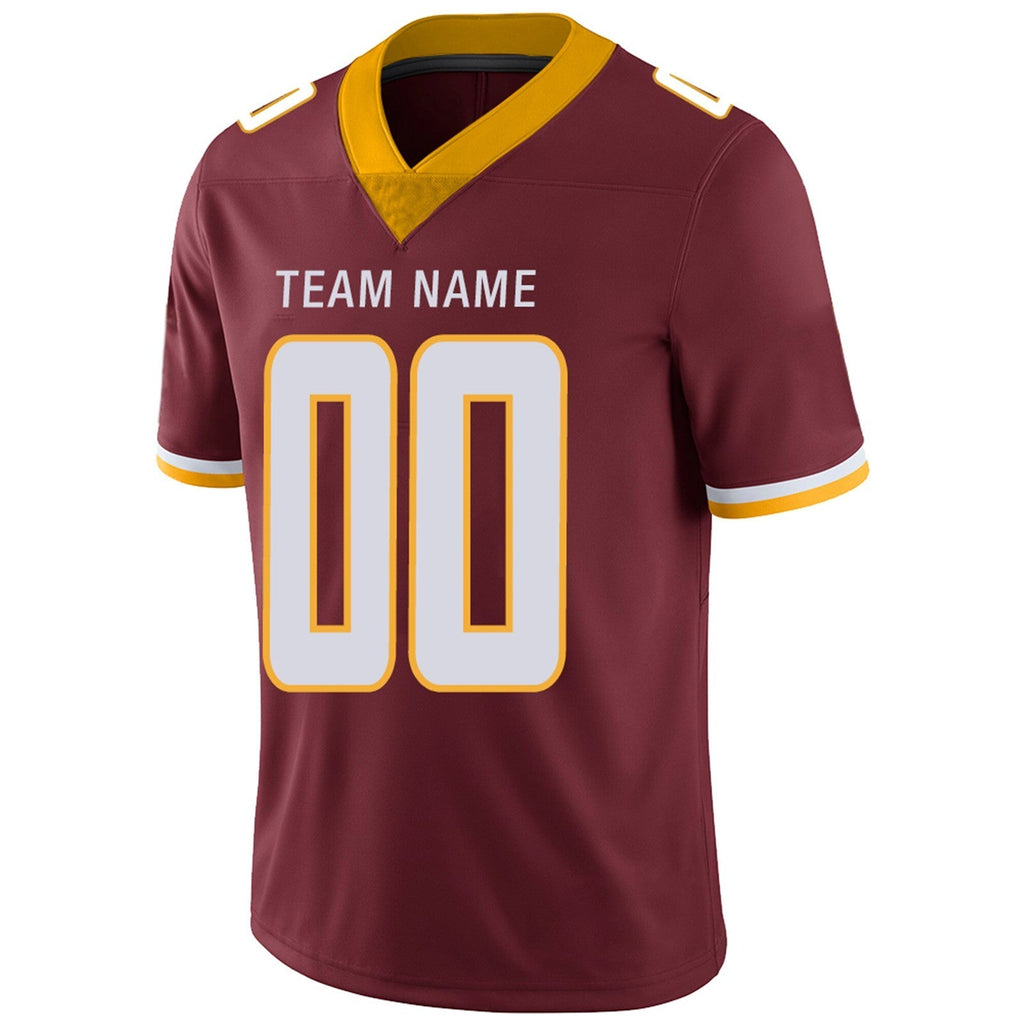 Custom burgundy football jersey close up | GameDay Jerseys