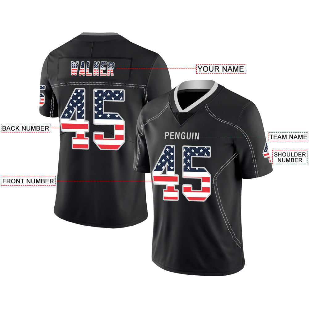 Custom black football jersey front view | GameDay Jerseys