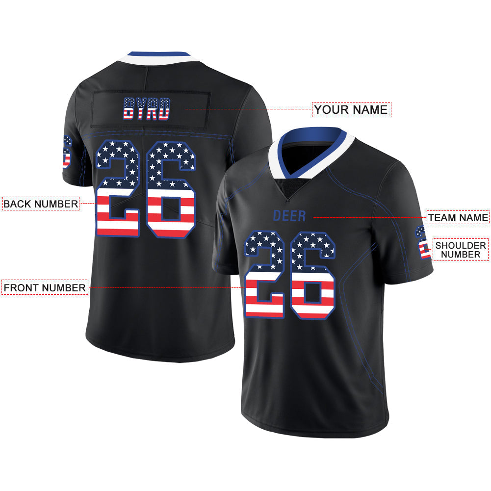 Custom black football jersey front view | GameDay Jerseys