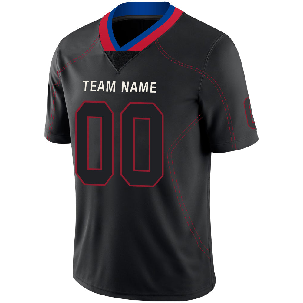 Custom black football jersey detail | GameDay Jerseys