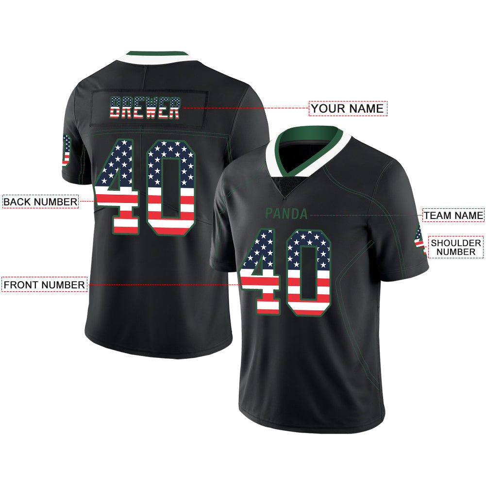 Custom black football jersey front view | GameDay Jerseys