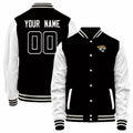 Custom J.Jaguars Black-White Bomber Full-Snap Varsity Letterman Jacket