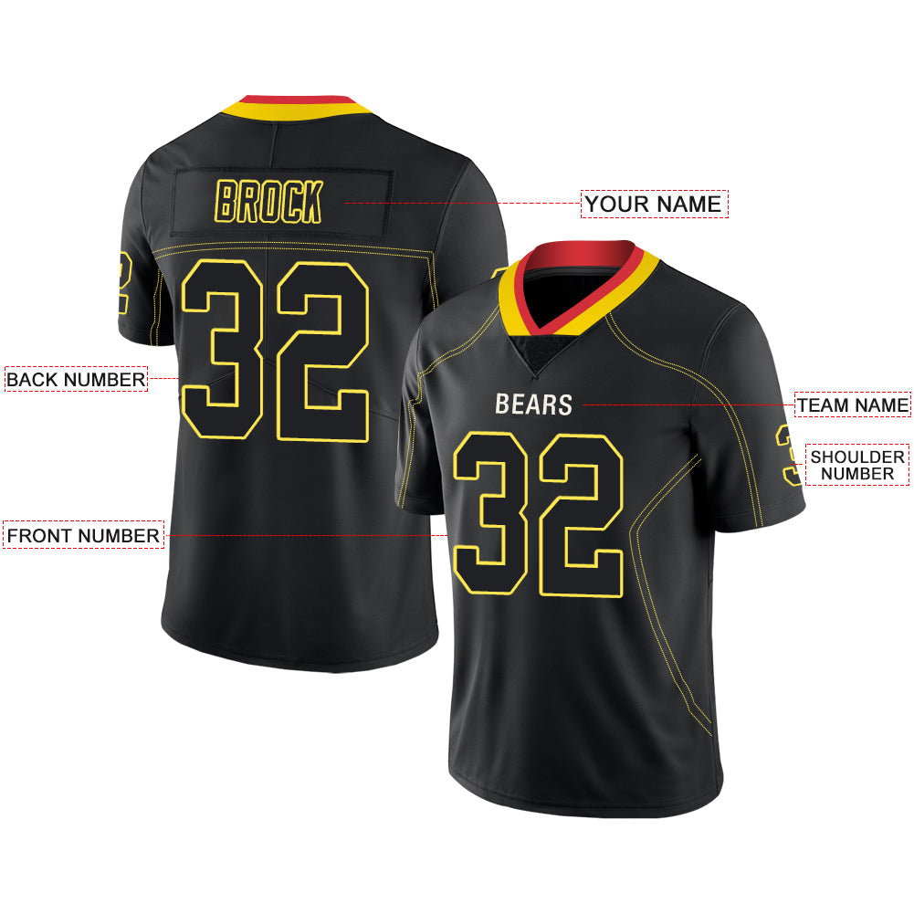 Custom black football jersey front view | GameDay Jerseys
