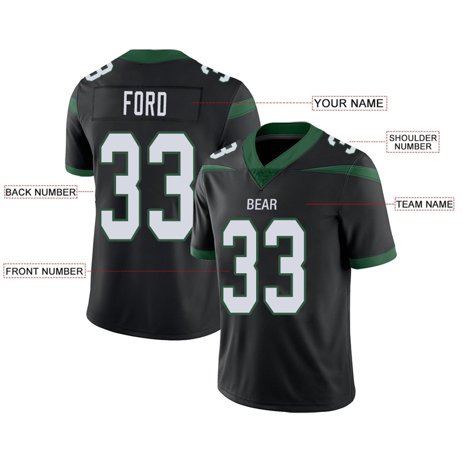 Custom green football jersey product shot | GameDay Jerseys