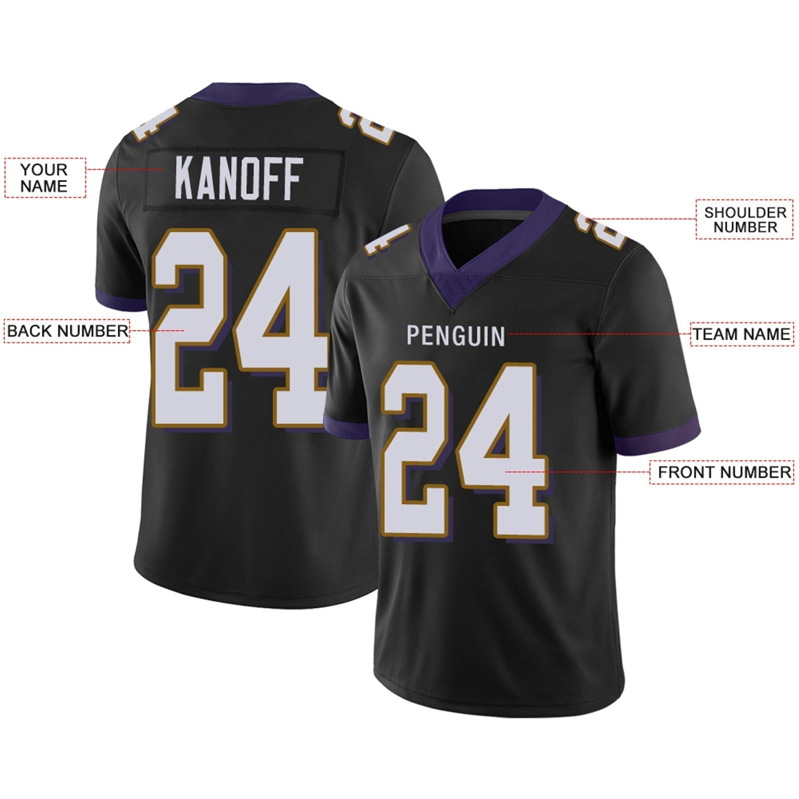 Custom purple football jersey detail | GameDay Jerseys