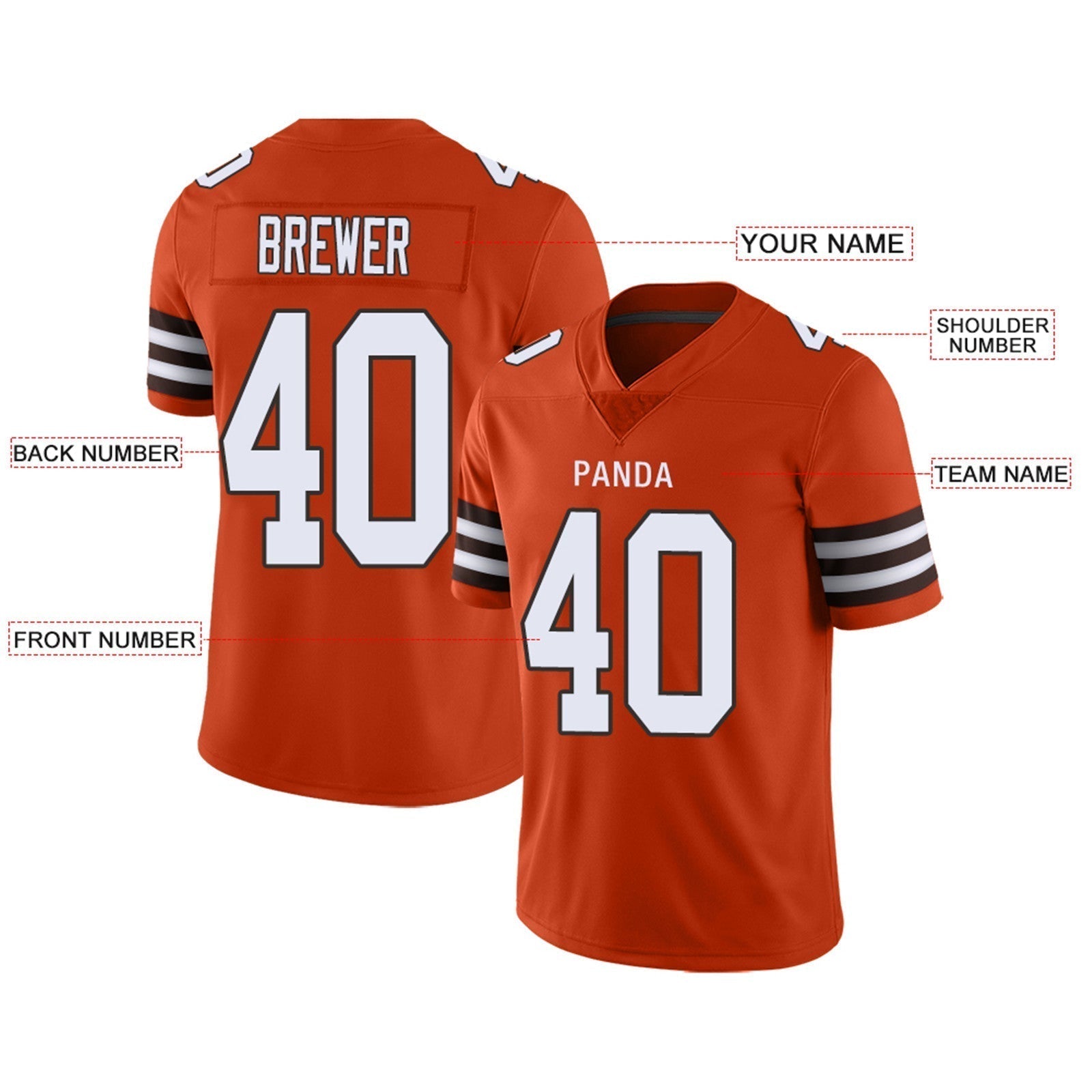 Custom brown football jersey full view | GameDay Jerseys