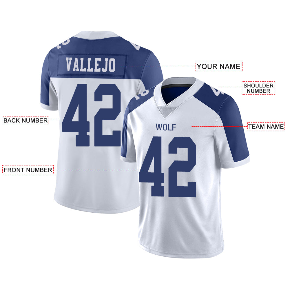 Custom white football jersey front view | GameDay Jerseys
