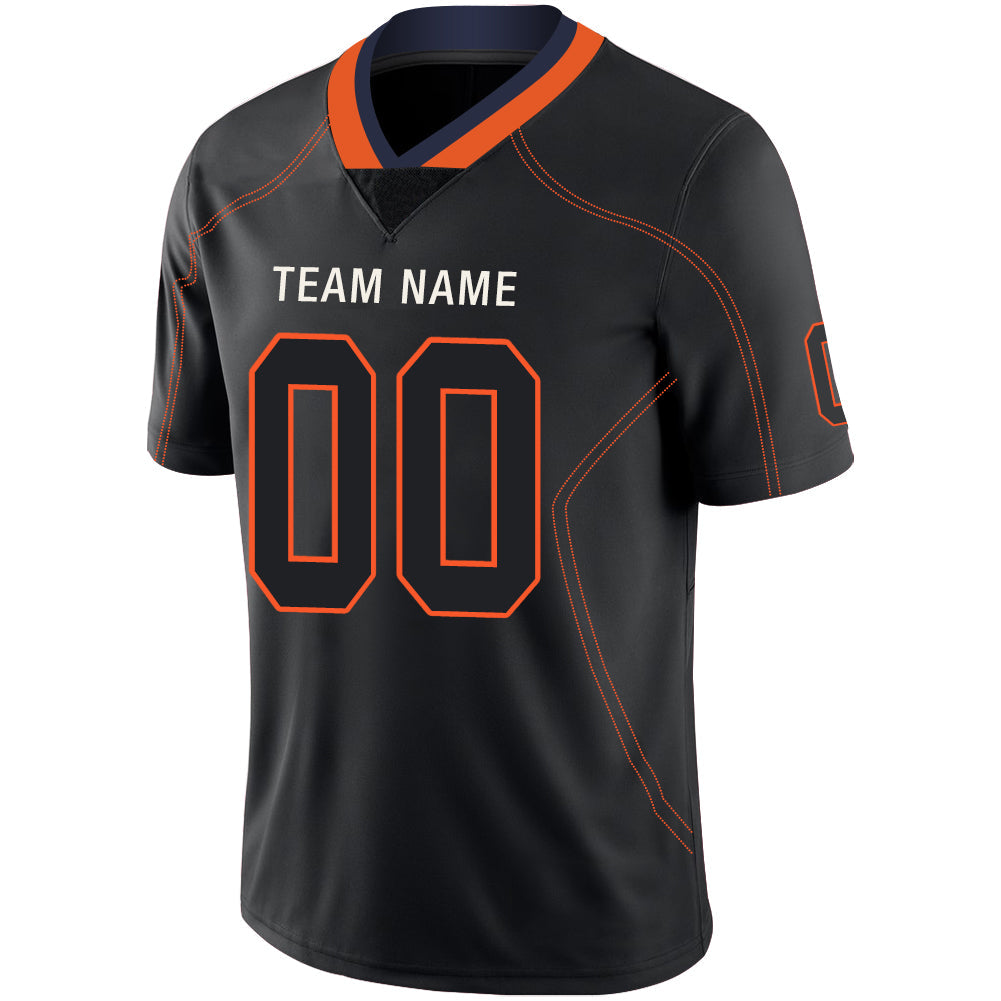 Custom black football jersey detail | GameDay Jerseys