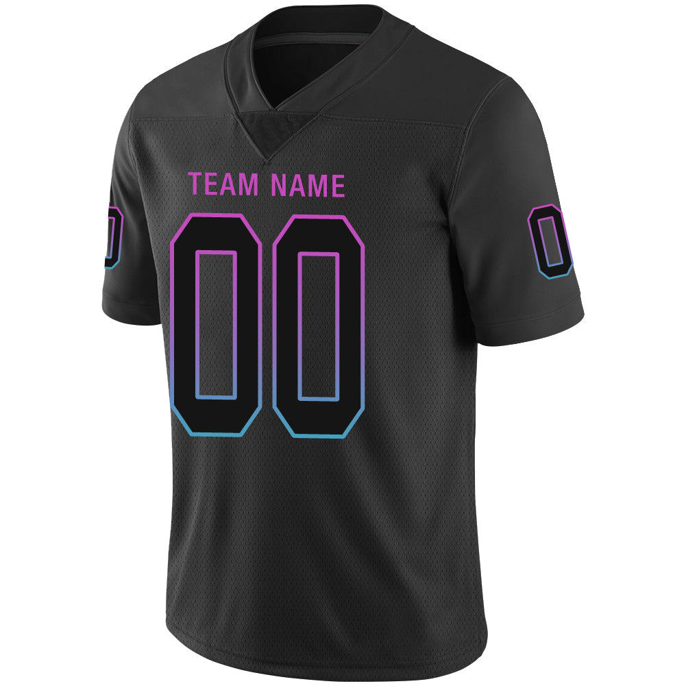 Custom black football jersey detail | GameDay Jerseys