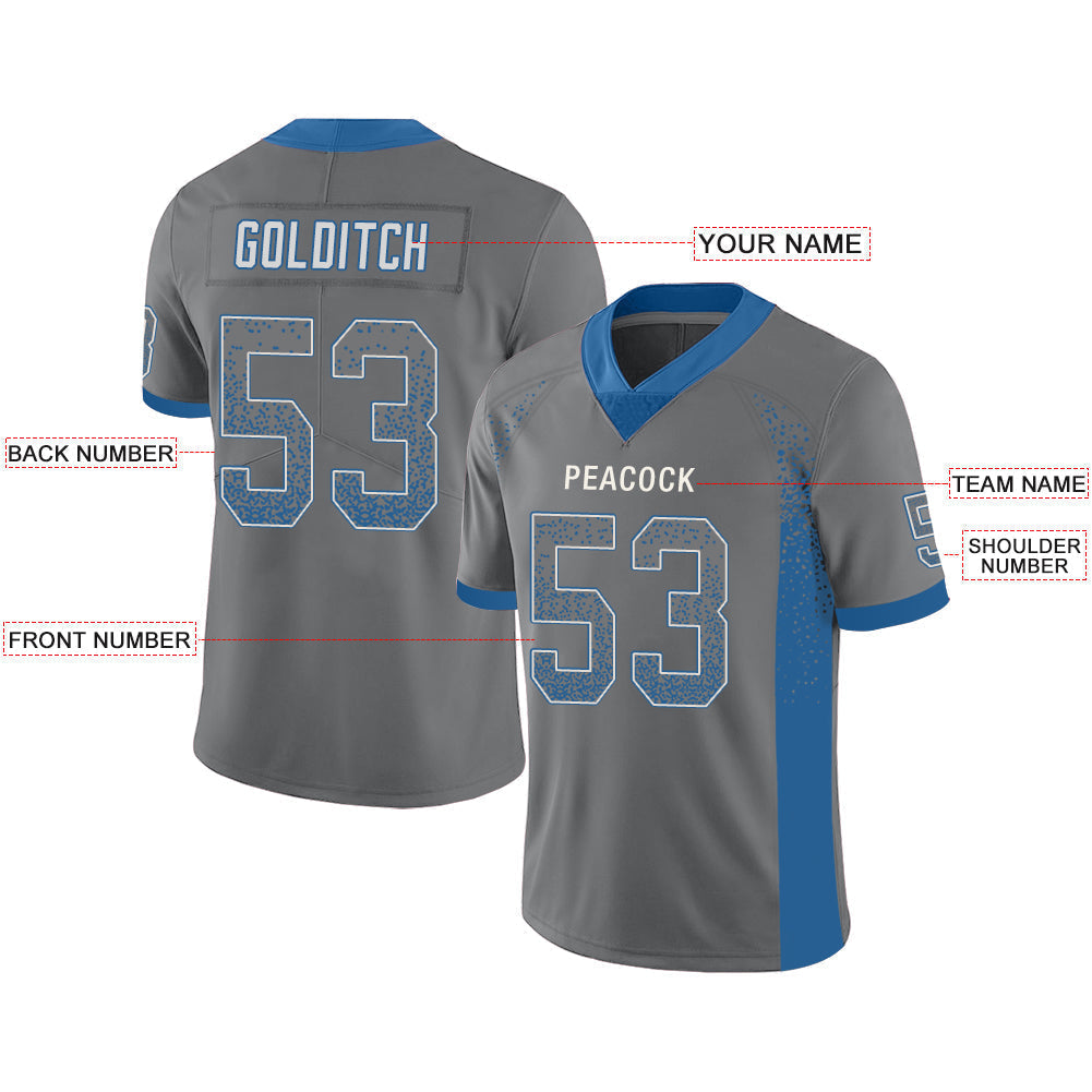 Custom grey football jersey front view | GameDay Jerseys