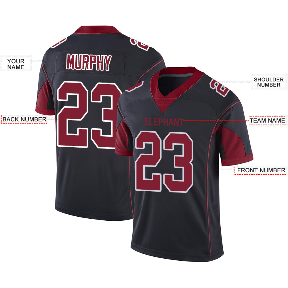 Custom black football jersey front view | GameDay Jerseys