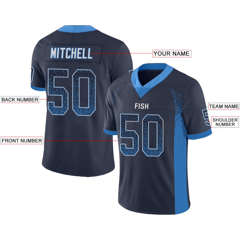 Custom navy football jersey front view | GameDay Jerseys