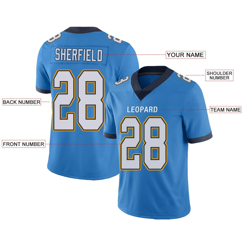 Custom navy football jersey product shot | GameDay Jerseys