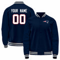 Custom NE.Patriots Navy Bomber Full-Snap Varsity Letterman Jacket
