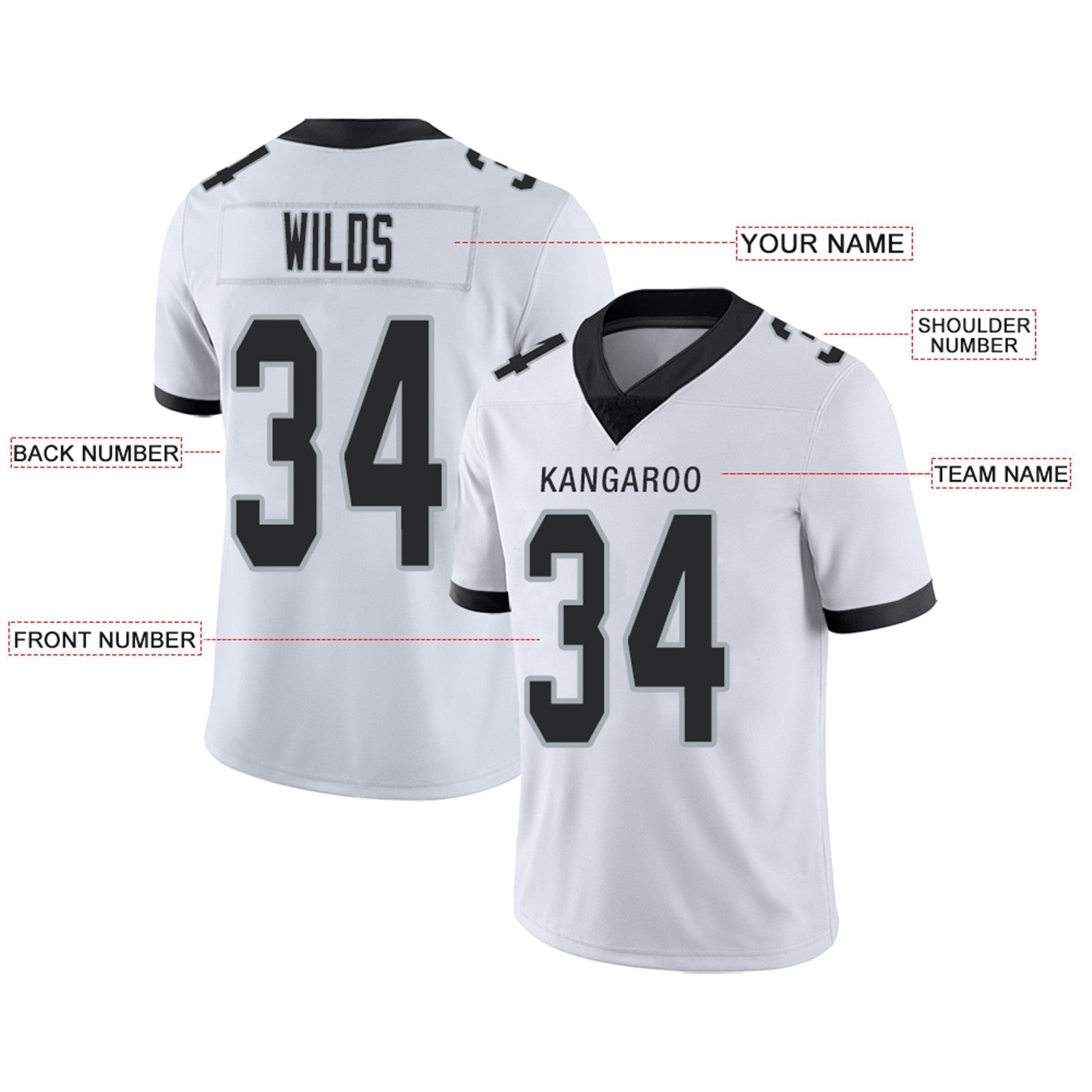 Custom black football jersey detail | GameDay Jerseys