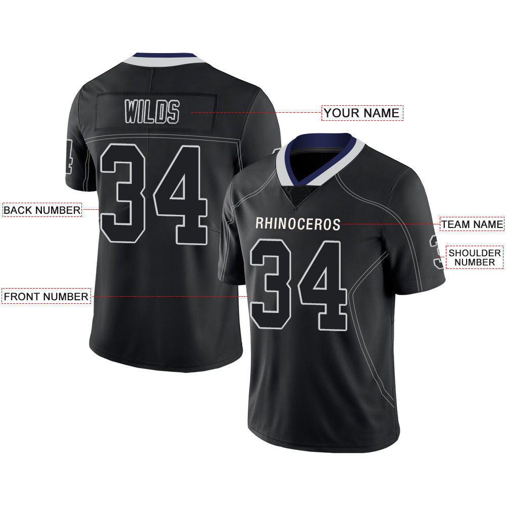 Custom black football jersey front view | GameDay Jerseys