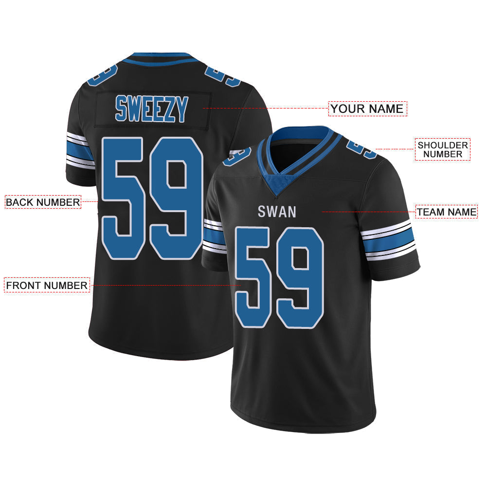Custom black football jersey front view | GameDay Jerseys