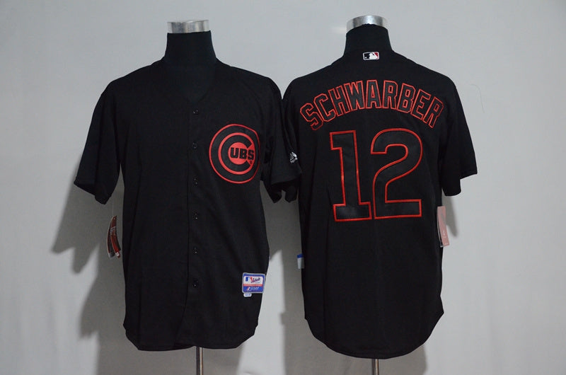 Custom Fan-Made Schwarber Chicago Cubs #12 Black 2017 Baseball Jersey
