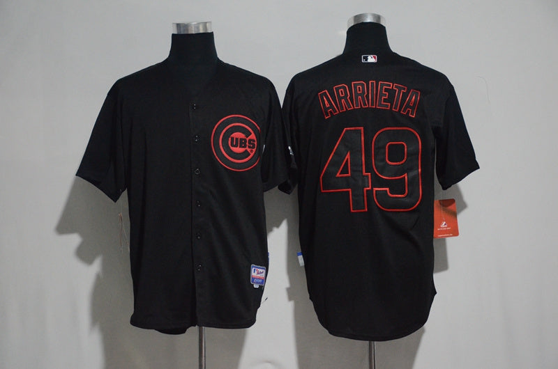 Custom Fan-Made Jake Arrieta Chicago Cubs #49 Black 2017 Baseball Jersey