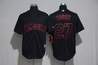 Custom Fan-Made Mike Trout Los Angeles Angels #27 Black 2017 Baseball Jersey