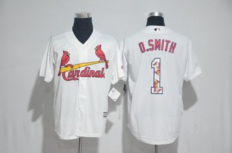 Custom Fan-Made Ozzie Smith Printing St. Louis Cardinals #1 White 2017 Baseball Jersey
