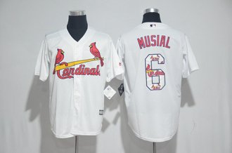 Custom Fan-Made Stan Musial Printing St. Louis Cardinals #6 White 2017 Baseball Jersey