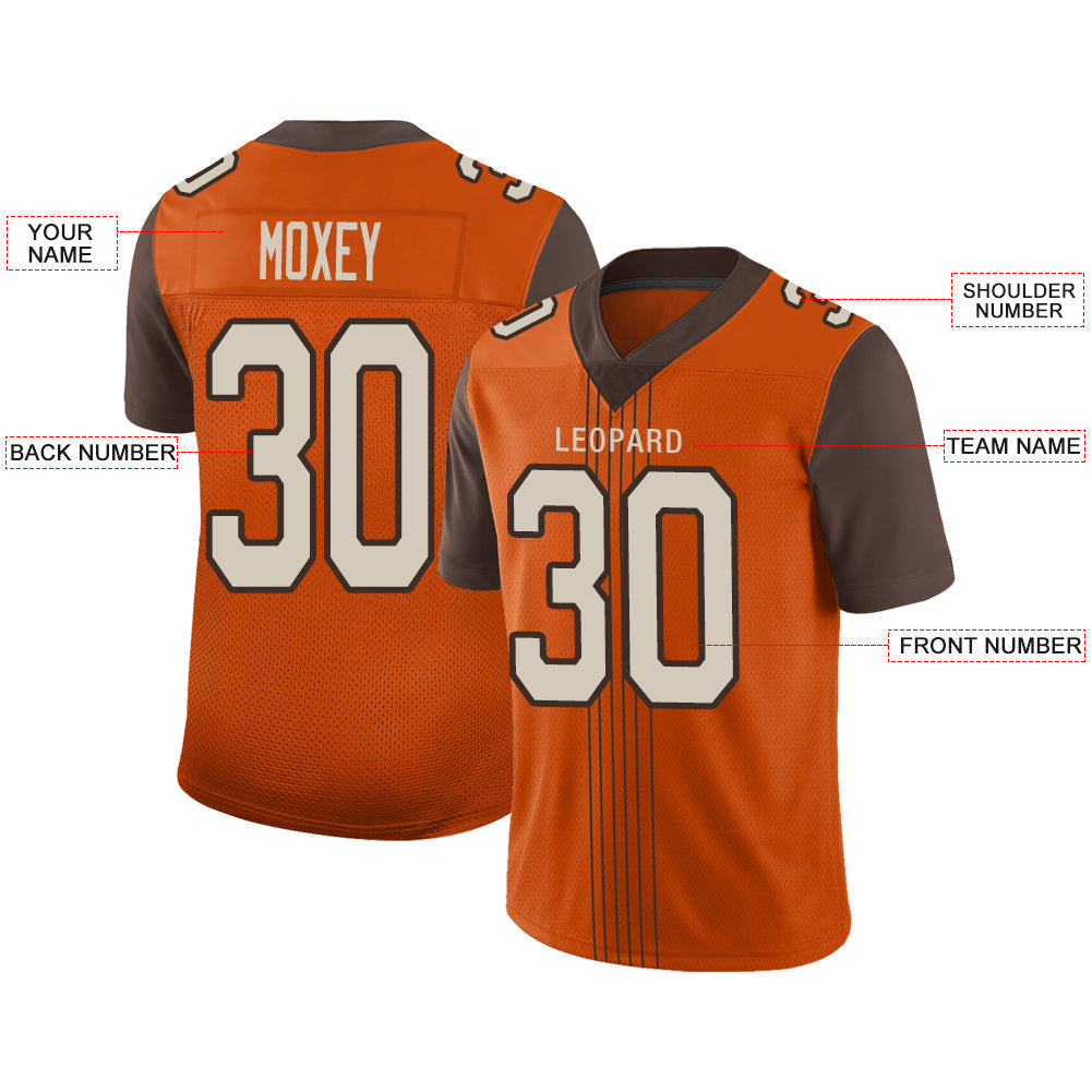 Custom orange football jersey front view | GameDay Jerseys