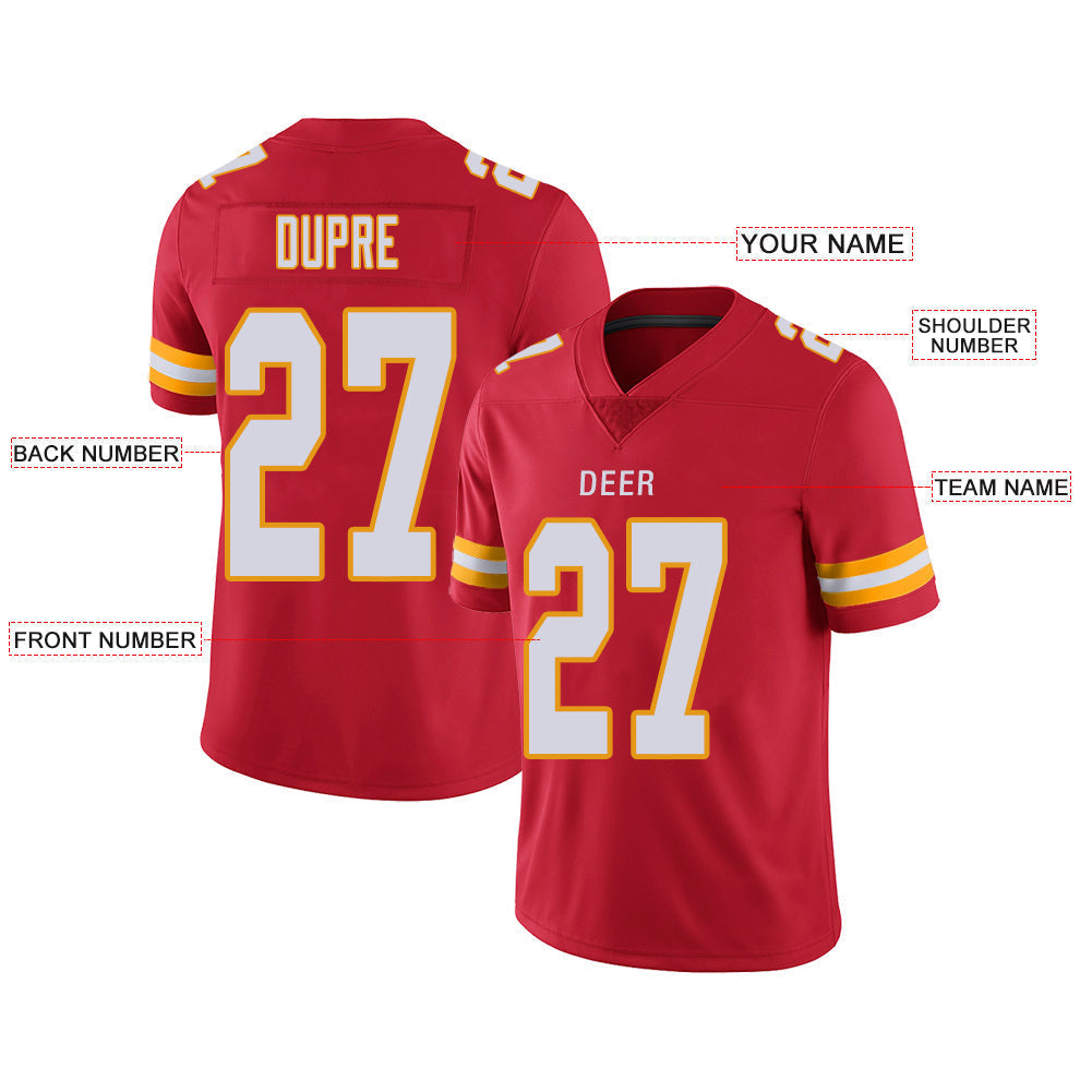 Custom red football jersey front view | GameDay Jerseys