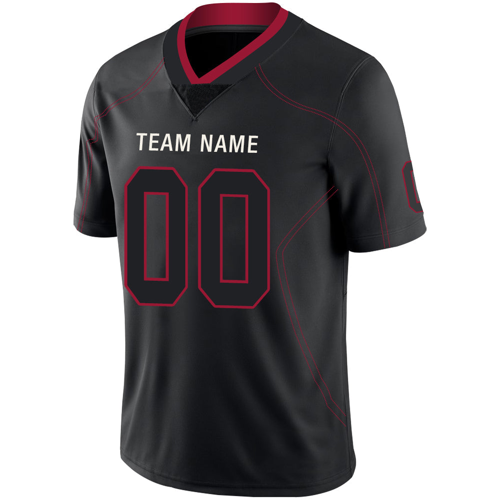 Custom black football jersey detail | GameDay Jerseys