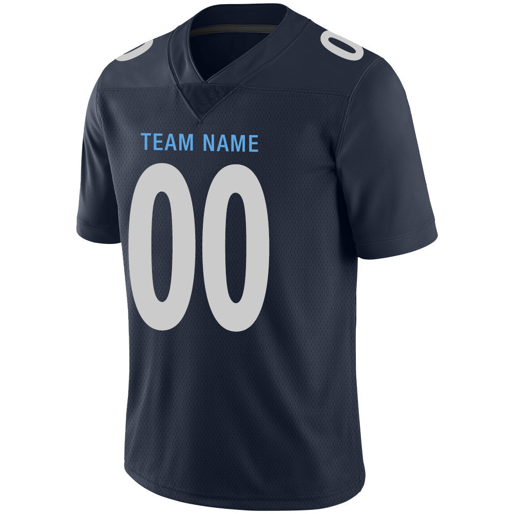 Custom navy football jersey detail | GameDay Jerseys