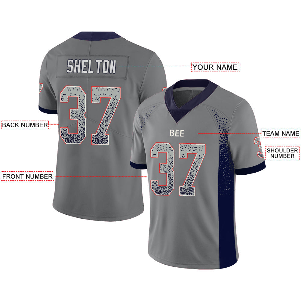 Custom grey football jersey front view | GameDay Jerseys