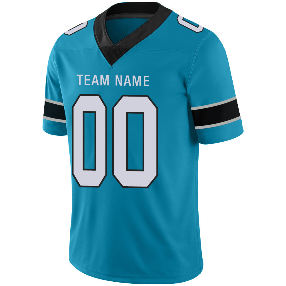 Custom blue football jersey detail | GameDay Jerseys
