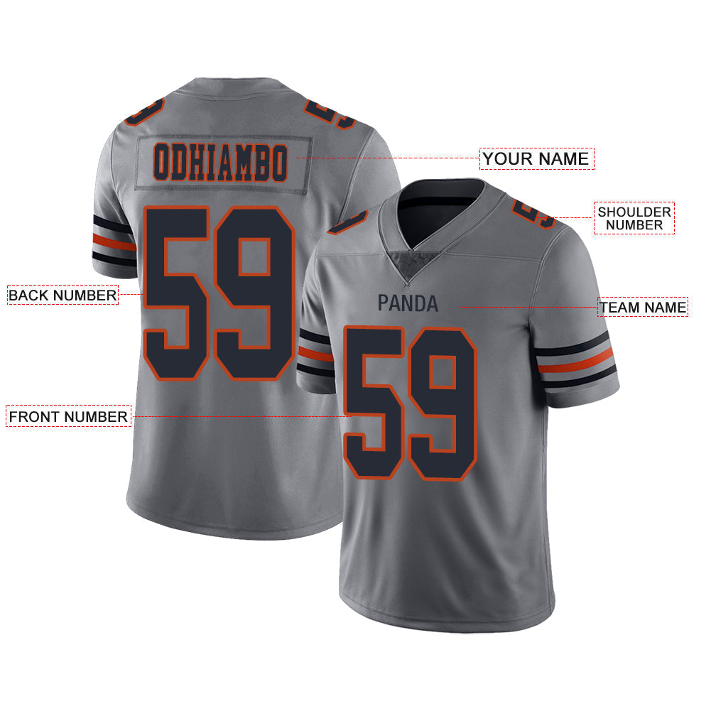 Custom grey football jersey front view | GameDay Jerseys