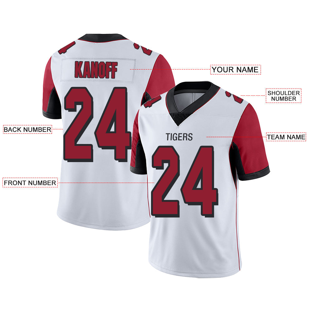Custom white football jersey front view | GameDay Jerseys