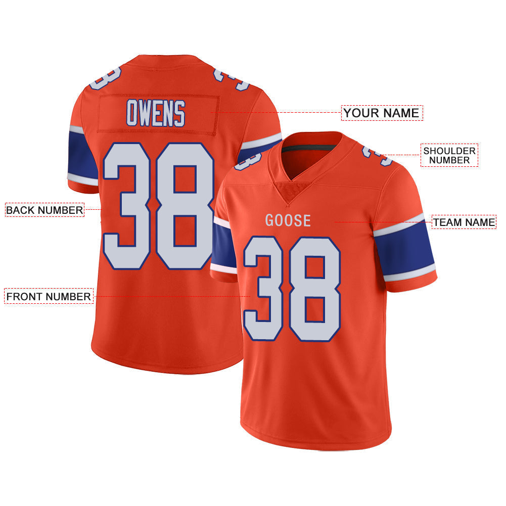 Custom orange football jersey front view | GameDay Jerseys