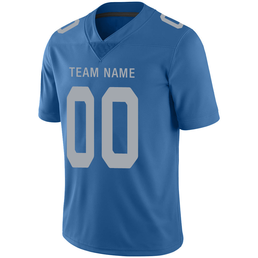 Custom blue football jersey detail | GameDay Jerseys