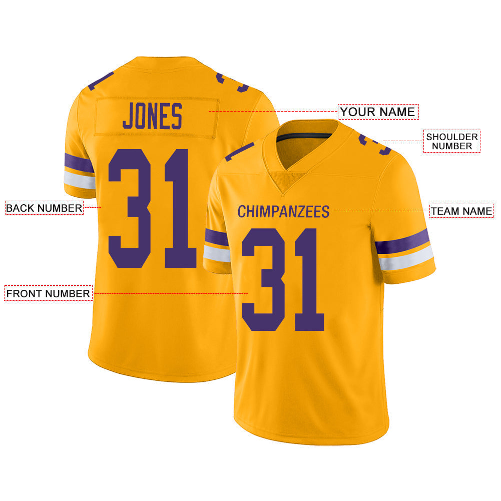 Custom gold football jersey front view | GameDay Jerseys