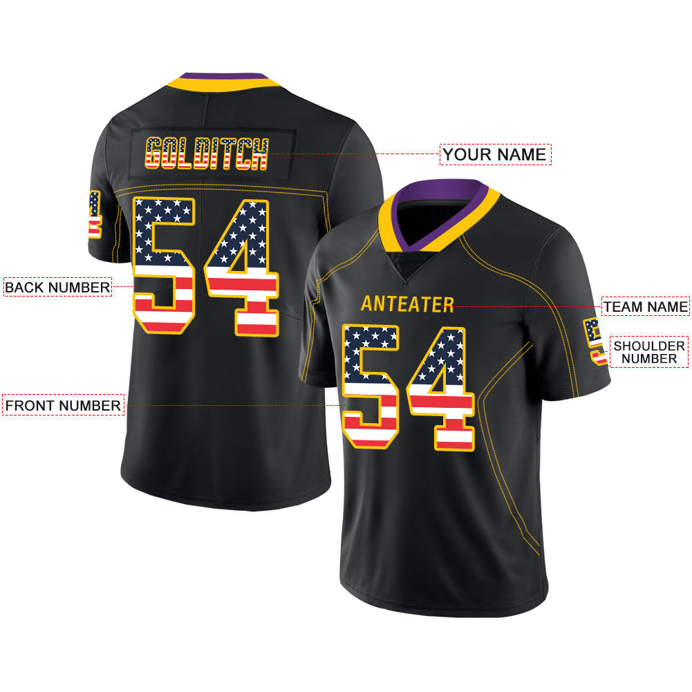 Custom black football jersey front view | GameDay Jerseys