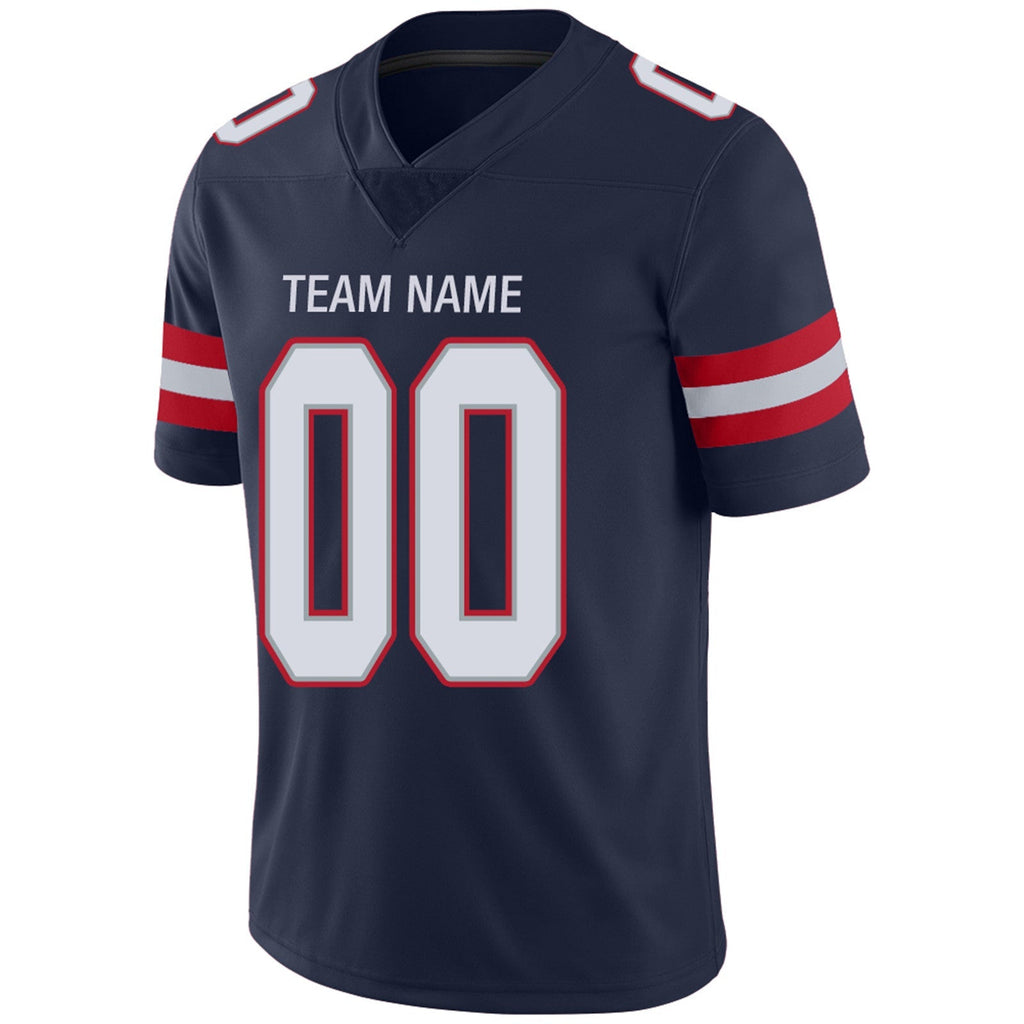 Custom navy football jersey close up | GameDay Jerseys