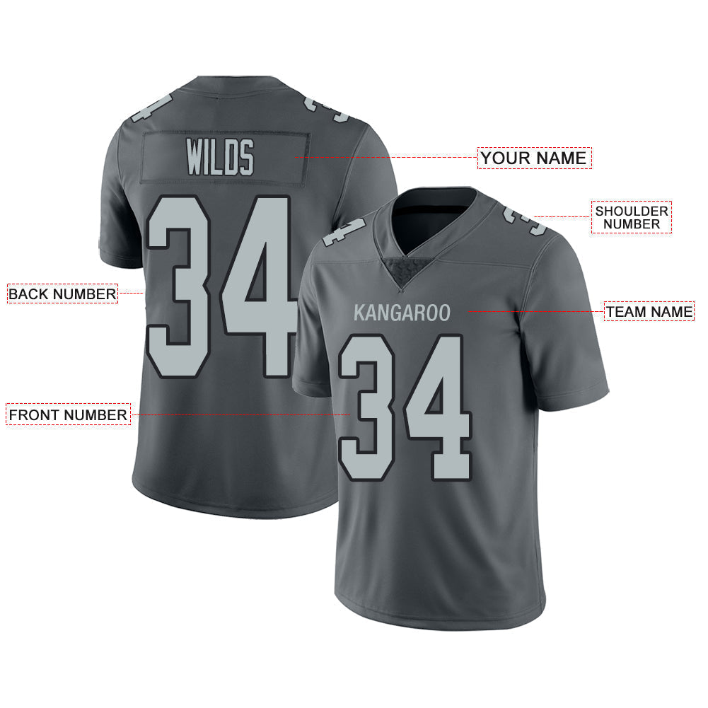Custom grey football jersey back view | GameDay Jerseys