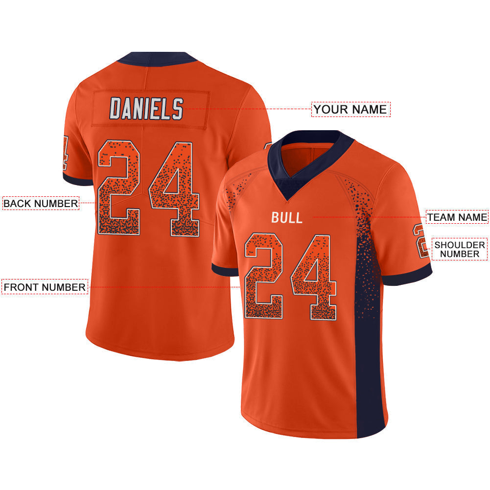 Custom orange football jersey front view | GameDay Jerseys