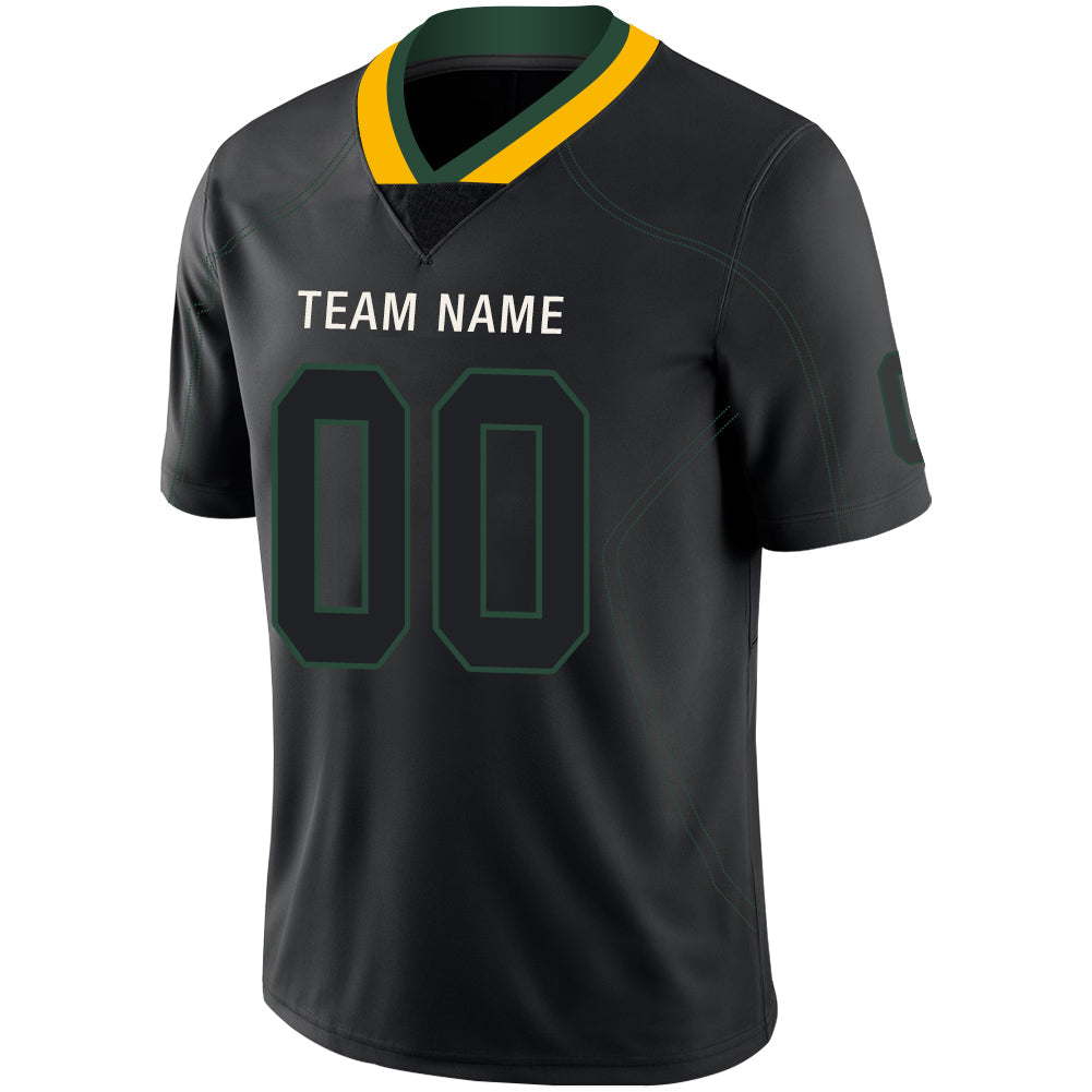 Custom black football jersey detail | GameDay Jerseys
