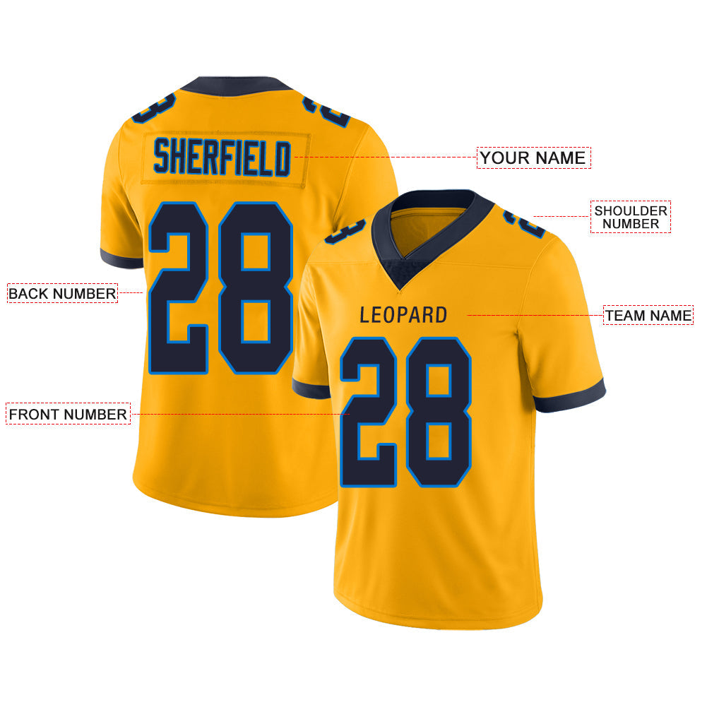 Custom gold football jersey front view | GameDay Jerseys
