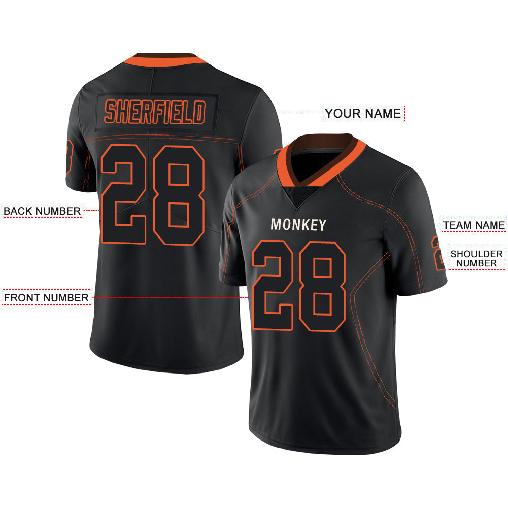 Custom black football jersey front view | GameDay Jerseys