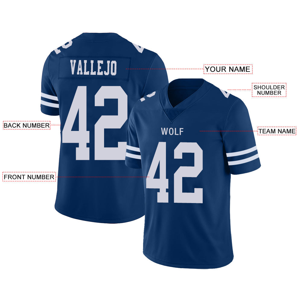 Custom blue football jersey front view | GameDay Jerseys