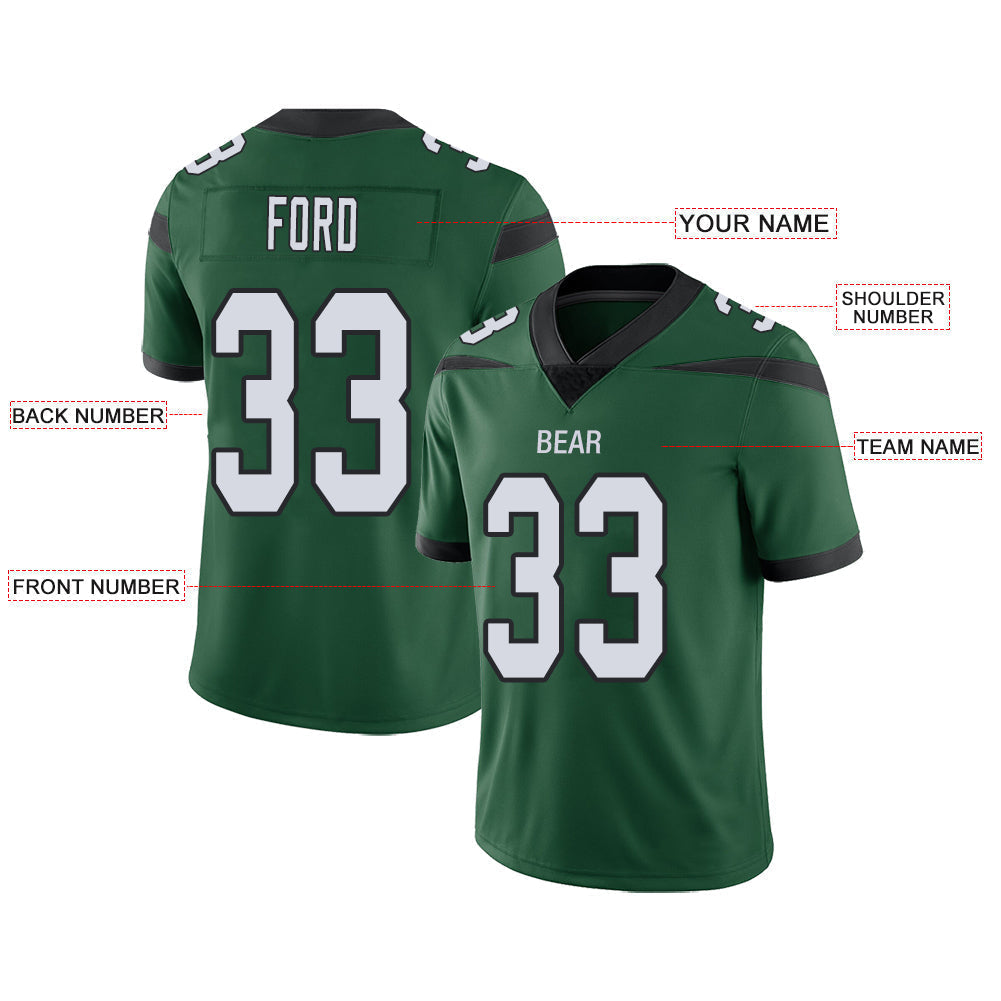Custom green football jersey front view | GameDay Jerseys