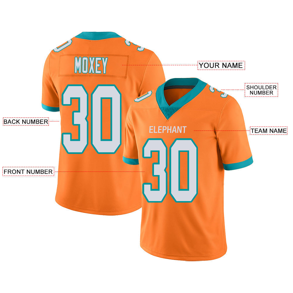 Custom orange football jersey front view | GameDay Jerseys