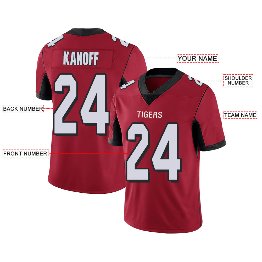 Custom red football jersey front view | GameDay Jerseys